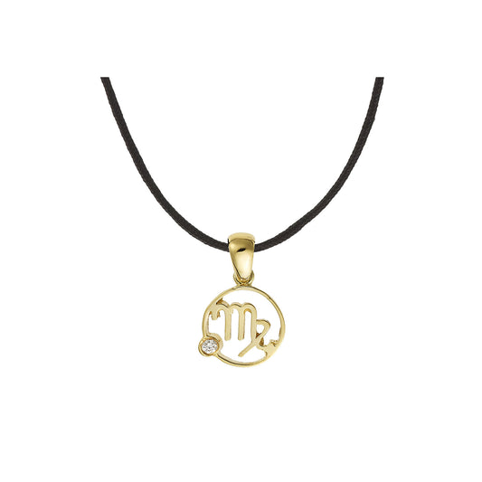 "Virgo" 18k yellow gold diamond charm.