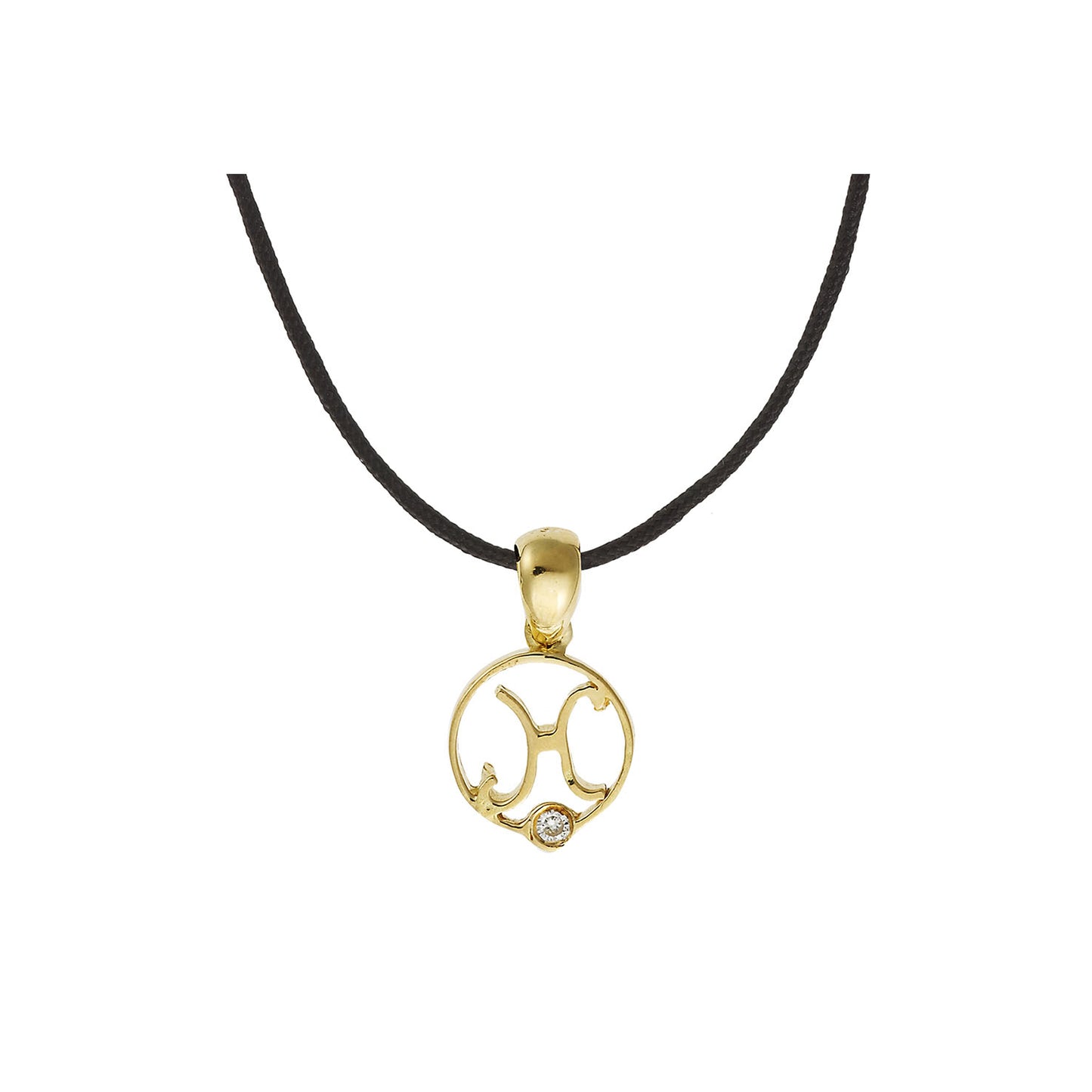 "Pisces"18k yellow gold diamond charm.