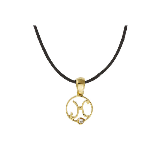 "Pisces"18k yellow gold diamond charm.
