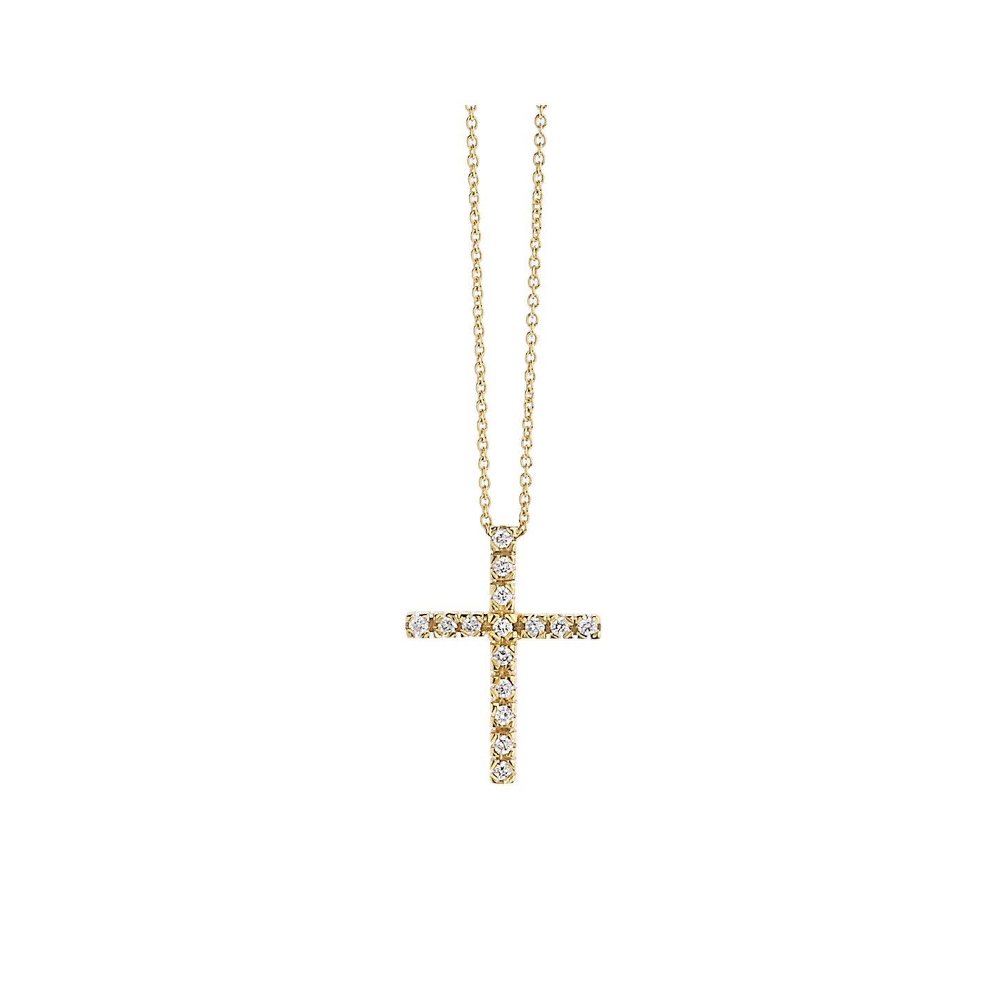 Diamond cross 18KT yellow gold with diamonds.  Product Code: 297T092YS.