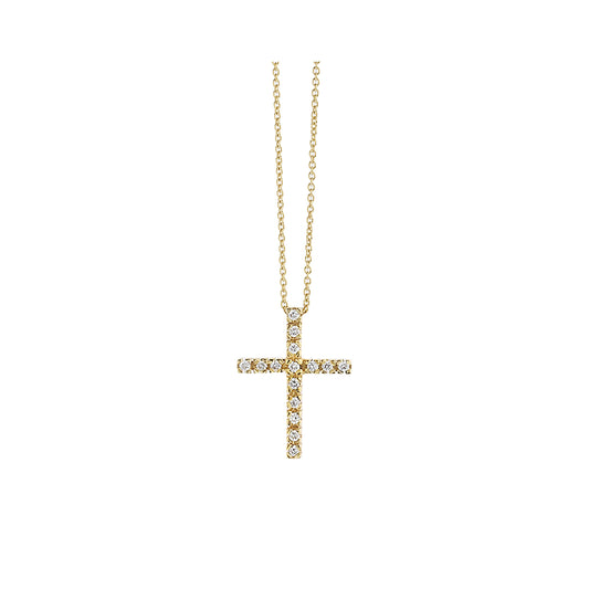 Diamond cross 18KT yellow gold with diamonds.  Product Code: 297T092YS.