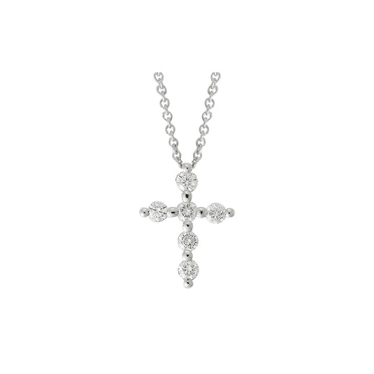 Diamond cross 18KT white gold on a chain. Product Code : 204SW64.