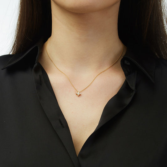 Diamond cross chain necklace 18 carat yellow gold.  Product Code: 422M013MG