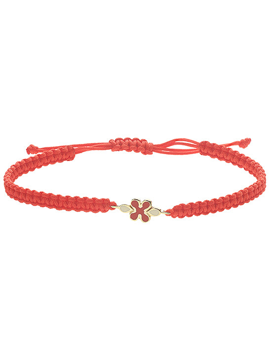 Flower 18k yellow gold and enamel bracelet.