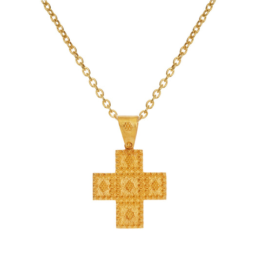 Handmade Cross  18KT yellow gold inspired by Byzantium