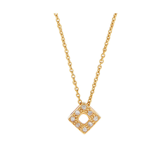 Necklace Pendant Square 18KT Yellow Gold with Brilliant cut Diamonds.  Product Code : 448ME21Y