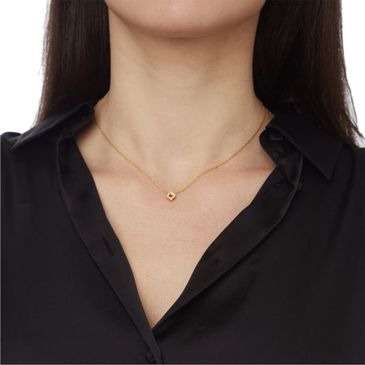 Necklace Pendant Square 18KT Yellow Gold with Brilliant cut Diamonds.  Product Code : 448ME21Y