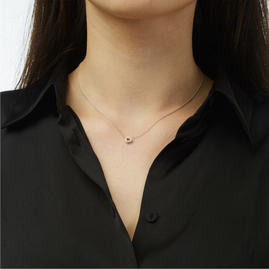 Ηeart Necklace Pendant 18KT White Gold with Brilliant cut Diamonds.   Product Code : 456ME25WS.