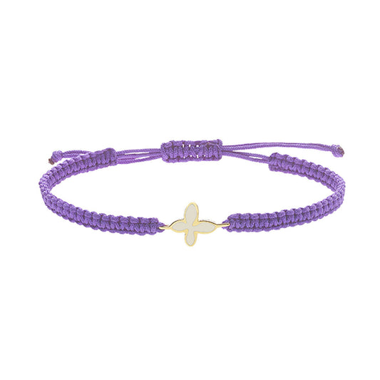Butterfly 18KT Yellow Gold Enameled Cord Bracelet. Product Code: 45BAPEDIK