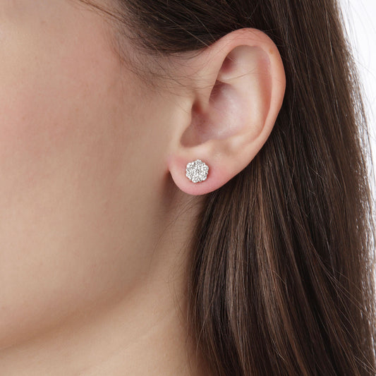 Stud earrings in 18 carat white gold with round brilliant diamonds.   Product Code : 461SKW54