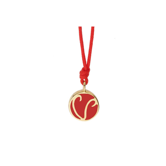 Aries, 18 carat yellow gold pink enamelled charm.