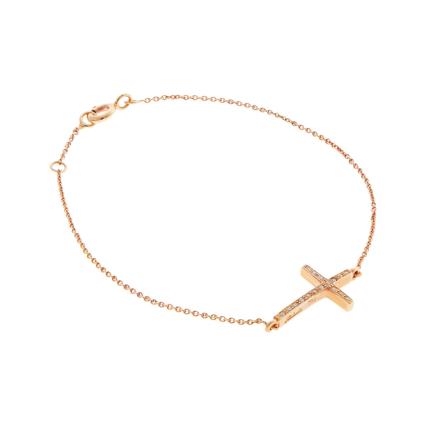 Cross diamond chain bracelet 18 carat pink gold.   Product Code : 475B092PKD