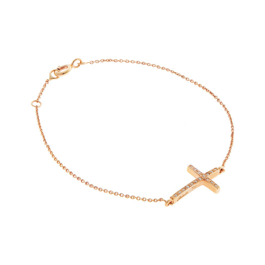 Cross diamond chain bracelet 18 carat pink gold.   Product Code : 475B092PKD