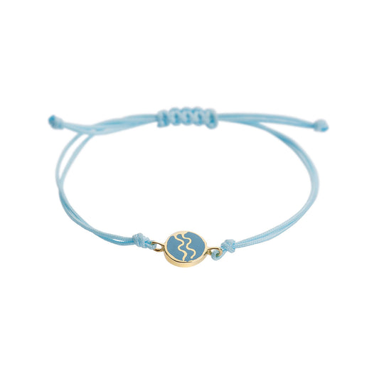 Zodiac 18k yellow gold enamelled bracelet (Aquarius).