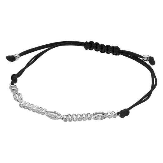 Brilliant cut Diamonds Cord Bracelet 18KT White Gold. Product Code : 494BA27