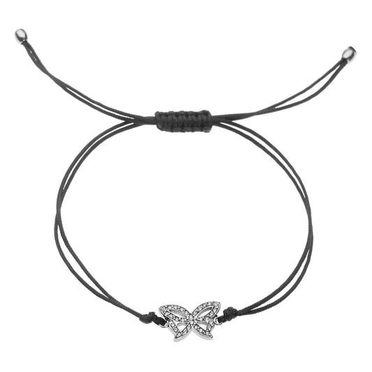 Butterfly Brilliant cut Diamond Cord Bracelet 18KT White Gold. Product Code : 496BW043
