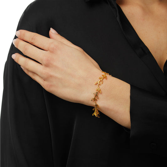 “Olive wreath” bracelet gold-plated silver 925. Product Code : 5.olivewreathbracelet.