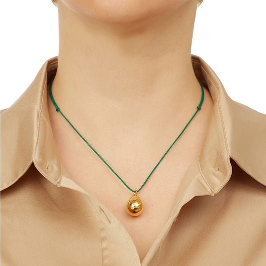 Handmade Silver Gold Plated Egg Pendant with Cord illustrating the Lucky Symbol of Dove. Κωδικός:76MABPEL