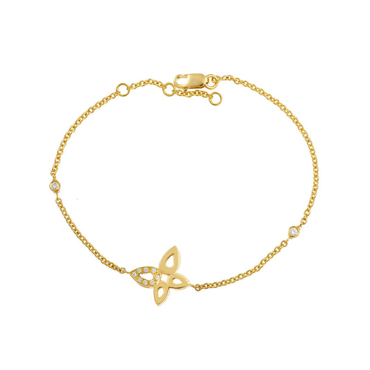 "Butterfly" yellow k18 gold and diamond bracelet.