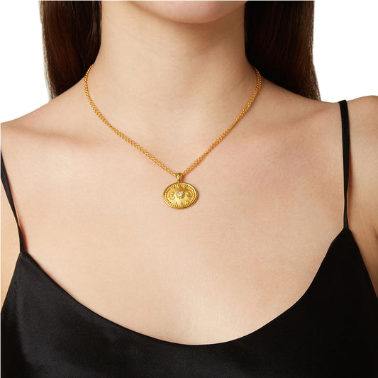 Handmade pendant  18KT yellow gold inspired by Byzantium with a Brilliant cut Diamond
