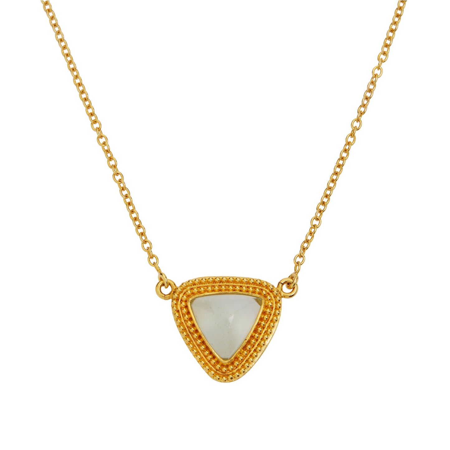 Handmade chain necklace 18KT yellow gold inspired by Byzantium with an  aquamarine stone.