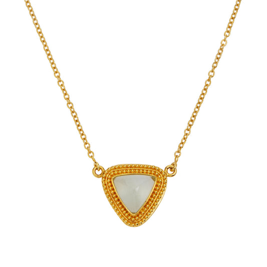 Handmade chain necklace 18KT yellow gold inspired by Byzantium with an  aquamarine stone.