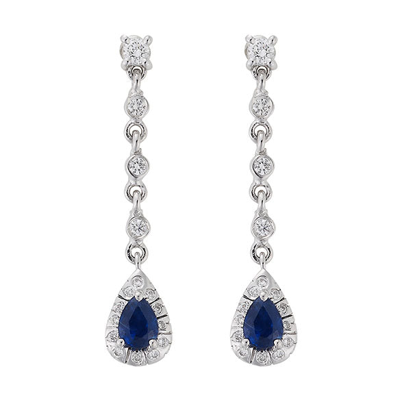 Sapphires and diamond drop earrings, 18 carat white gold.   Product Code : 803SK23WSKP