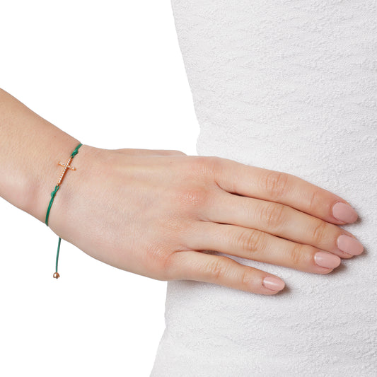 Cross diamond cord bracelet 18k pink gold.  Product Code : 478Β092Y