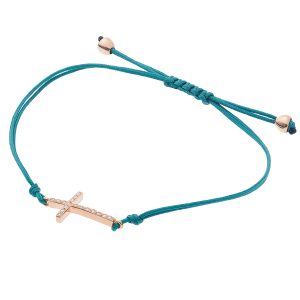 Cross diamond cord bracelet 18k pink gold.  Product Code : 478Β092Y