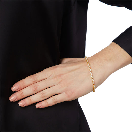 Diamond tennis bracelet in 18 carat yellow gold.   Product Code : 59BY120