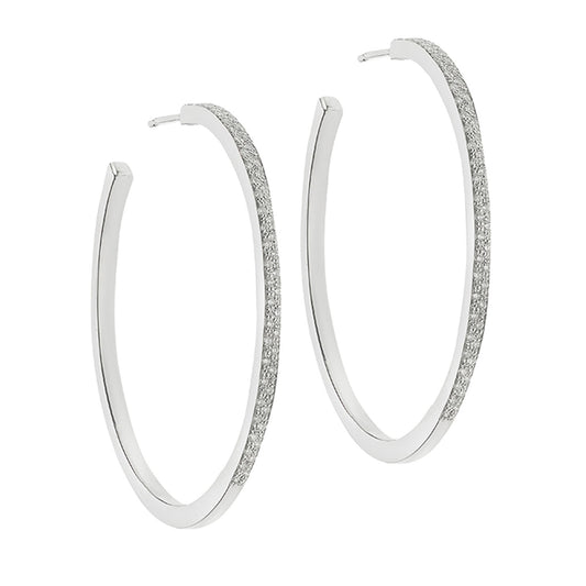 Diamond hoop earrings in 18 carat white gold.   Product Code : 612SK022