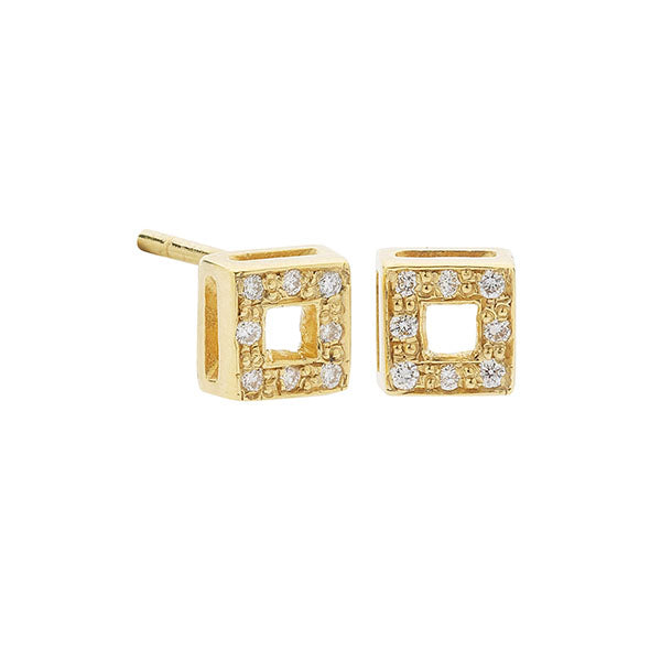 Diamond 18k yellow gold stud earrings.   Product Code : 7298K21Y
