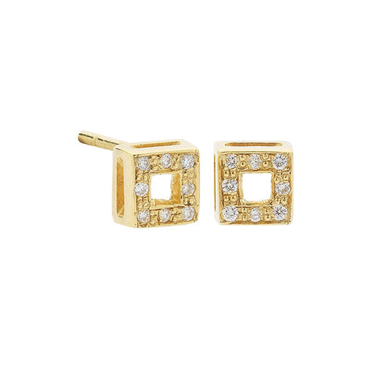 Diamond 18k yellow gold stud earrings.   Product Code : 7298K21Y