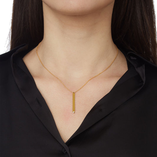 Engravable Tag  Necklace  18KT Yellow Gold with a Brilliant cut Diamond.  Product Code : 691ME46D