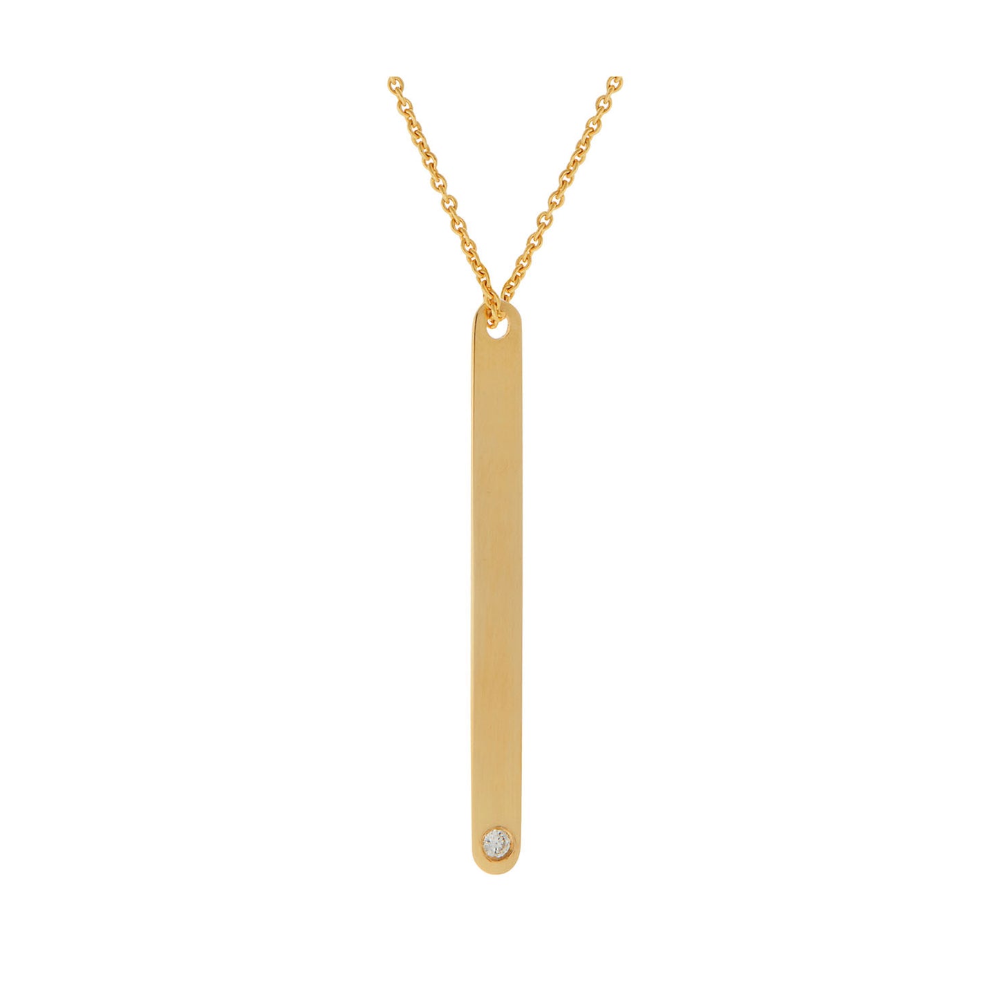 Engravable Tag  Necklace  18KT Yellow Gold with a Brilliant cut Diamond.  Product Code : 691ME46D