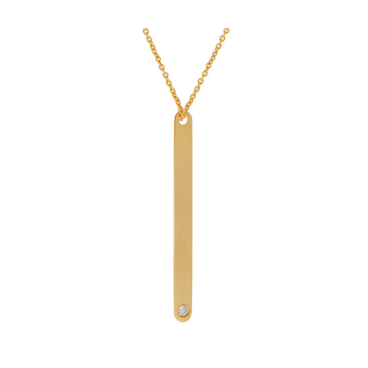 Engravable Tag  Necklace  18KT Yellow Gold with a Brilliant cut Diamond.  Product Code : 691ME46D