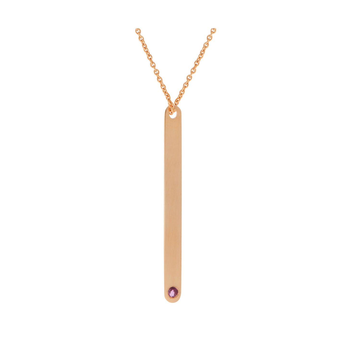 Engravable Tag  Necklace  18KT Pink Gold with a Ruby.  Product Code : 692ME46PR