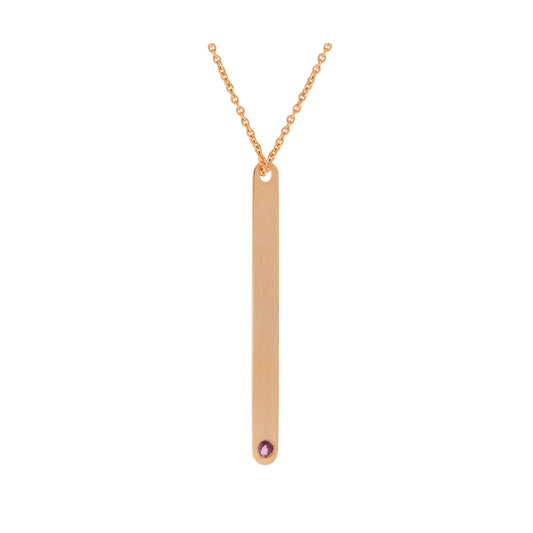 Engravable Tag  Necklace  18KT Pink Gold with a Ruby.  Product Code : 692ME46PR