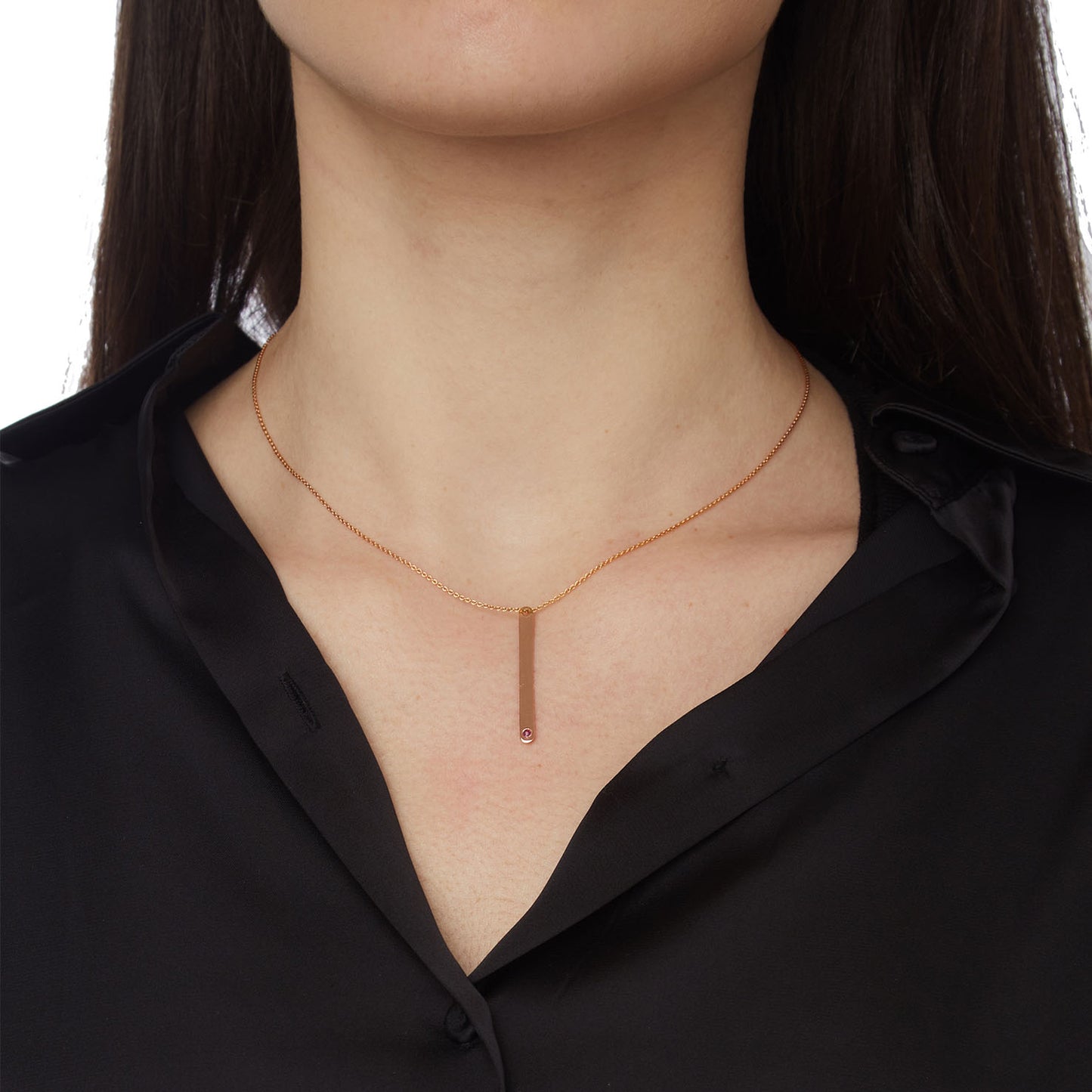 Engravable Tag  Necklace  18KT Pink Gold with a Ruby.  Product Code : 692ME46PR