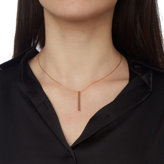 Engravable Tag  Necklace  18KT Pink Gold with a Ruby.  Product Code : 692ME46PR