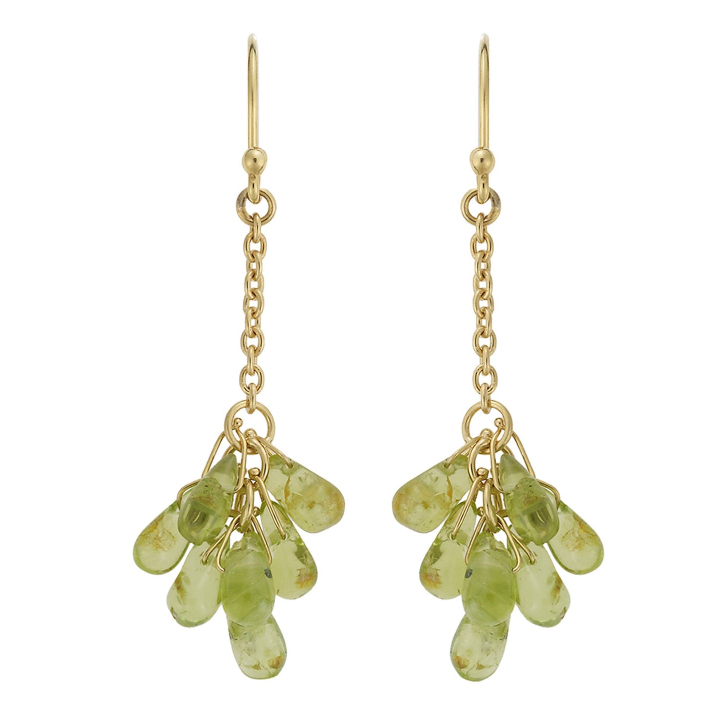 Peridot drop earrings, 18 carat yellow gold.  Product Code : 698SK219862