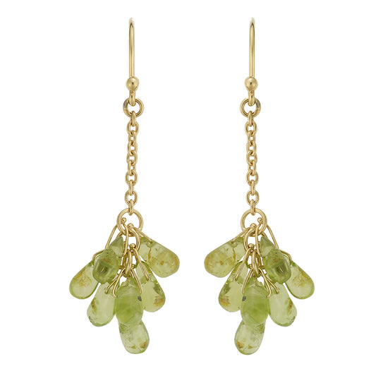Peridot drop earrings, 18 carat yellow gold.  Product Code : 698SK219862