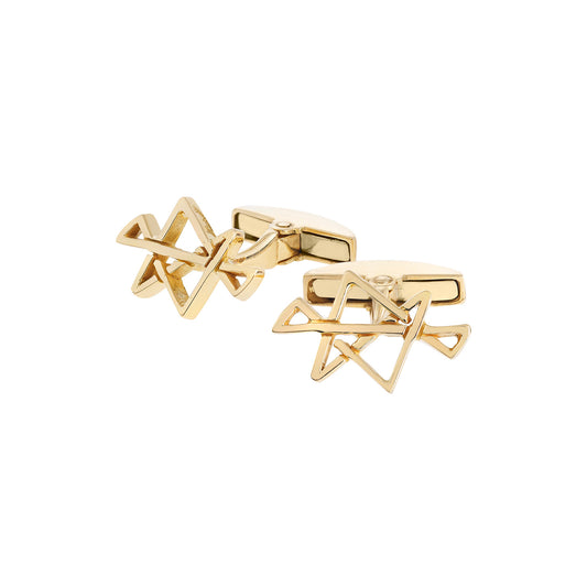 Midas star, silver gold plated cufflinks. Midas star is a reiki symbol for wealth, money and prosperity. Product code: 89MAS015E