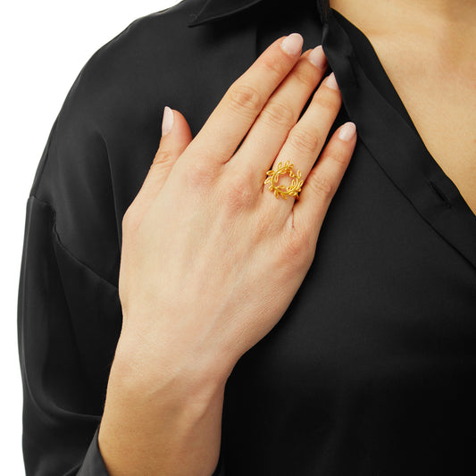 “Olive wreath” ring gold-plated silver 925.    Product Code : 7.olivewreathring.