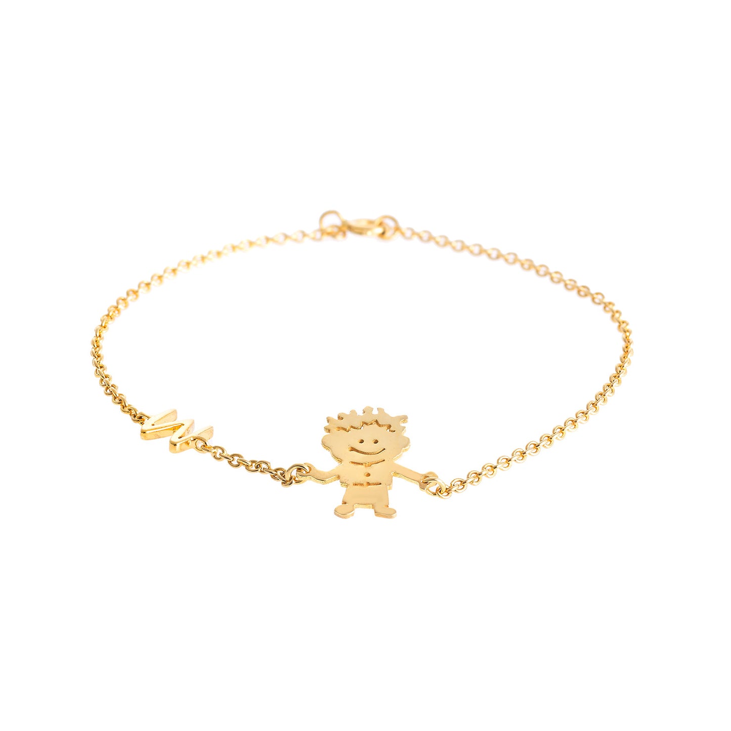 "Little boy"- letter "M" 18-carat yellow gold charm bracelet.
