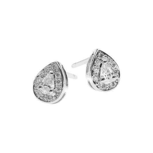 Pavé pear-shaped diamond studs 18k white gold.   Product Code : 35SW27