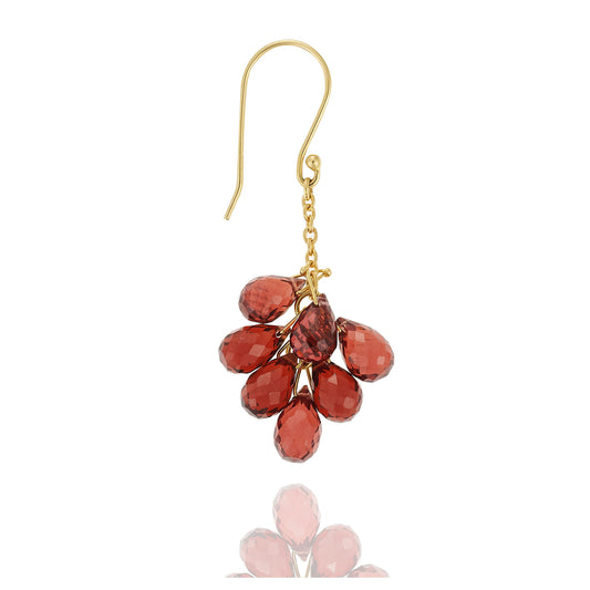 Garnet drop earrings 18 carat yellow gold.   Product Code : 744SK410428