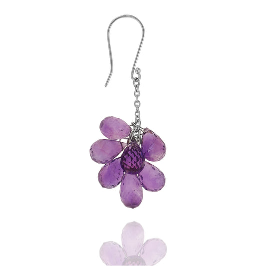 Amethyst drop earrings 18 carat white gold.  Product Code : 747SKAMETHYST