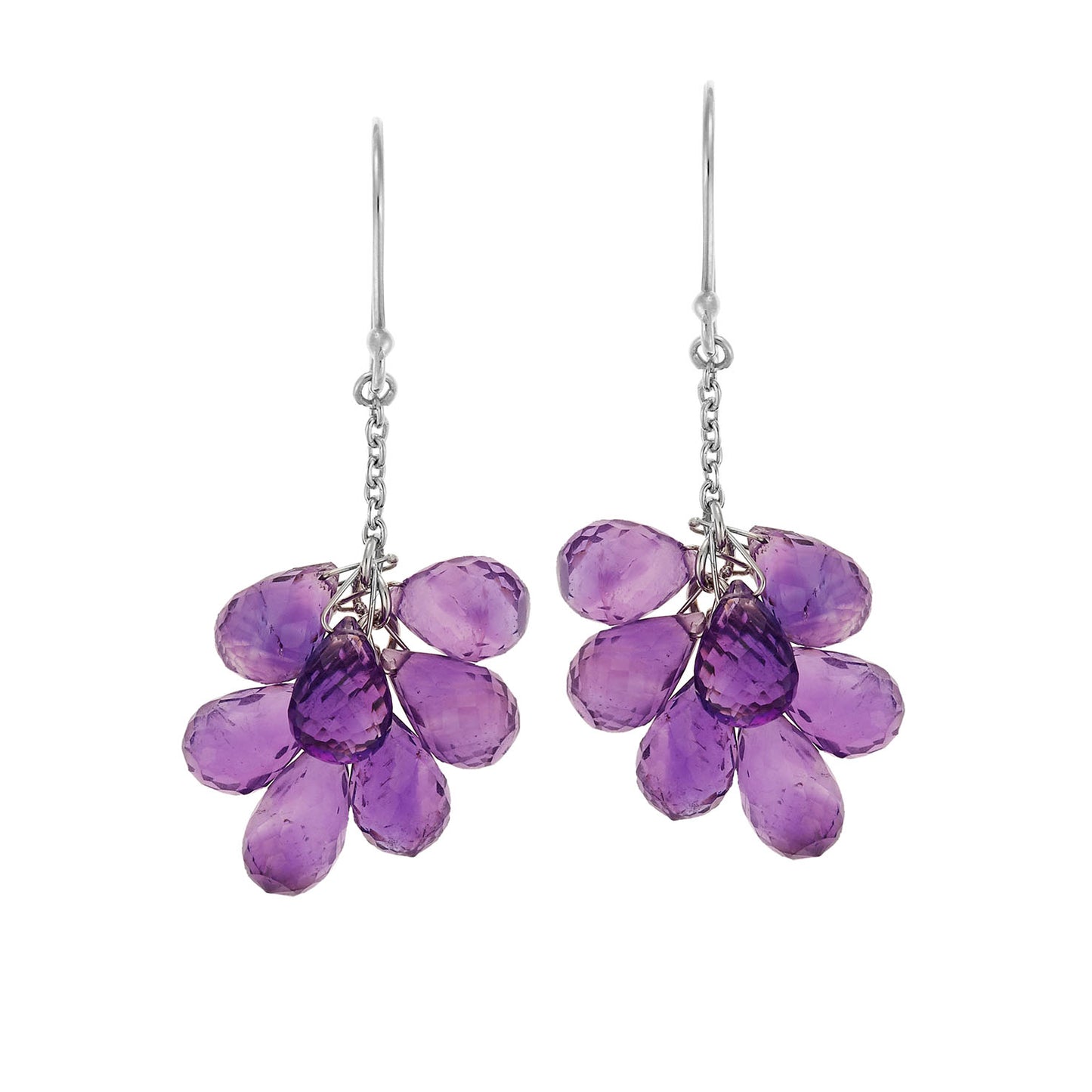 Amethyst drop earrings 18 carat white gold.  Product Code : 747SKAMETHYST
