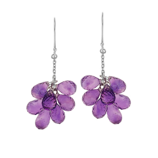 Amethyst drop earrings 18 carat white gold.  Product Code : 747SKAMETHYST